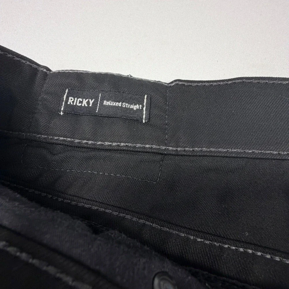 True Religion Ricky Relaxed Straight Black Pants Mens 40W‎ Horseshoe Flap Pocket